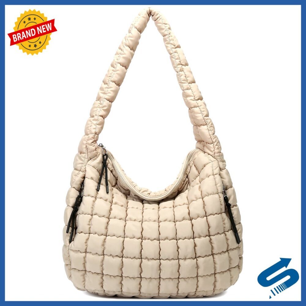 Large Lightweight Quilted Puffer Tote Bag Crossbody Shoulder Carryall